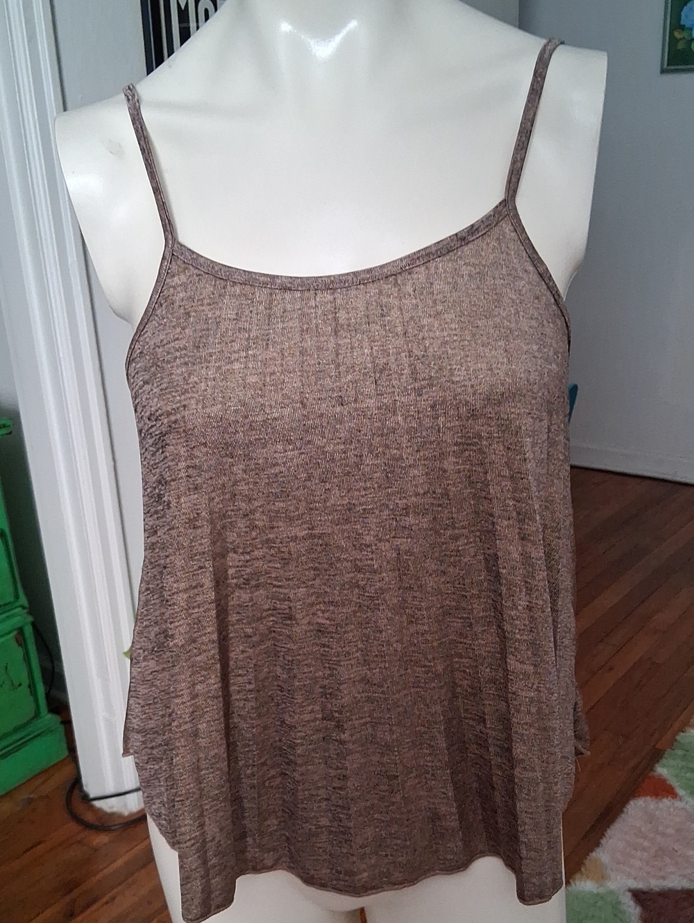 silence + noise Brown Marled Metallic Spaghetti Strap Camisole